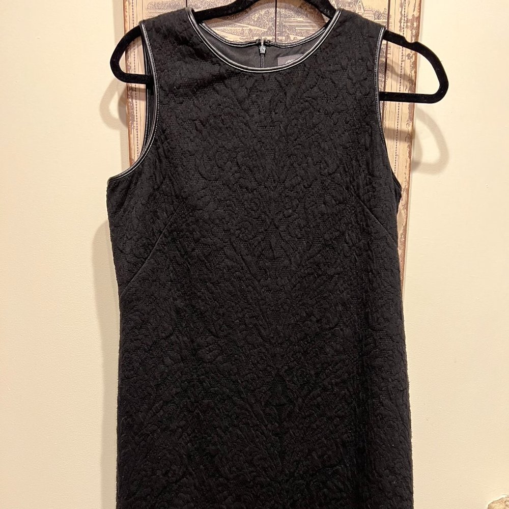 Vince Camuto Classic Black Dress with Faux Leather Trim
